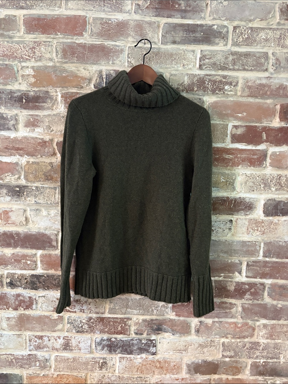 J. Crew Dark Olive Ribbed Turtleneck Sweater